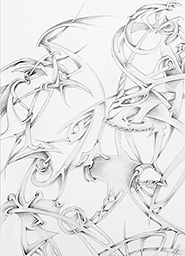 Jochen Bauer | Moderne Kunst | Künstler | Maler | Malerei | Collagen | Bild Nr. 77 | Blei auf Zeichenkarton | Paspartoe | Motiv 35x55 cm | Bildformat 50x70 cm