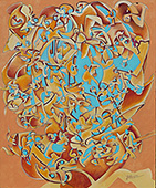 Jochen Bauer | Moderne Kunst | Künstler | Maler | Malerei | intuitive Malerei | abstrahierter Surrealismus | Bild Nr. 67 | Öl auf Finn Karton| 43x52 cm