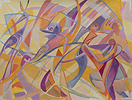 Jochen Bauer | Moderne Kunst | Künstler | Maler | Malerei | intuitive Malerei | abstrahierter Surrealismus | Bild Nr. 45 | Tempera auf Aquarellpapier | 36x48 cm