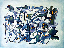 Jochen Bauer | Moderne Kunst | Künstler | Maler | Malerei | intuitive Malerei | abstrahierter Surrealismus | Bild Nr. 9 | Öl auf Leinwand| 60x80 cm