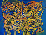 Jochen Bauer | Moderne Kunst | Künstler | Maler | Malerei | intuitive Malerei | abstrahierter Surrealismus | Bild Nr. 5 | Öl auf Leinwand| 60x80 cm