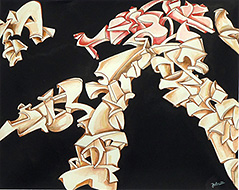 Jochen Bauer | Moderne Kunst | Künstler | Maler | Malerei | intuitive Malerei | abstrahierter Surrealismus | Bild Nr. 61 | Bleistift / Tusche auf Malkarton | Motiv 29x36 | Bildformat 43x50 cm