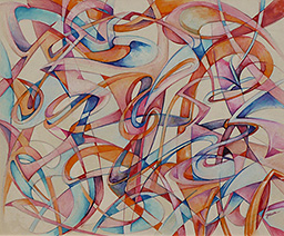 Jochen Bauer | Moderne Kunst | Künstler | Maler | Malerei | intuitive Malerei | abstrahierter Surrealismus | Bild Nr. 65 | Pastell auf Velourspapier | 46x55 cm