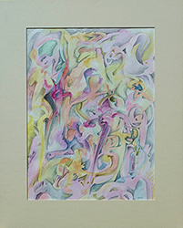 Jochen Bauer | Moderne Kunst | Künstler | Maler | Malerei | Bild Nr. 88 | Dezente Turbulenzen | Farbtinten auf Aquarellkarton mit Passepartout | 50x62 cm