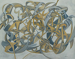 Jochen Bauer | Moderne Kunst | Künstler | Maler | Malerei | Collagen | Bewegung komplexer Strukturen | Öl auf Leinwand | 80x100 cm