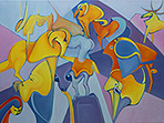 Jochen Bauer | Moderne Kunst | Künstler | Maler | Malerei | intuitive Malerei | Surrealismus Tiere | Bild Nr. 37 | Öl auf Leinwand| 60x80 cm