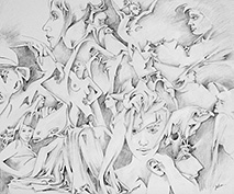 Jochen Bauer | Moderne Kunst | Künstler | Maler | Malerei | Collagen | Bild Nr. 76 | Blei auf Karton | 48x56 cm